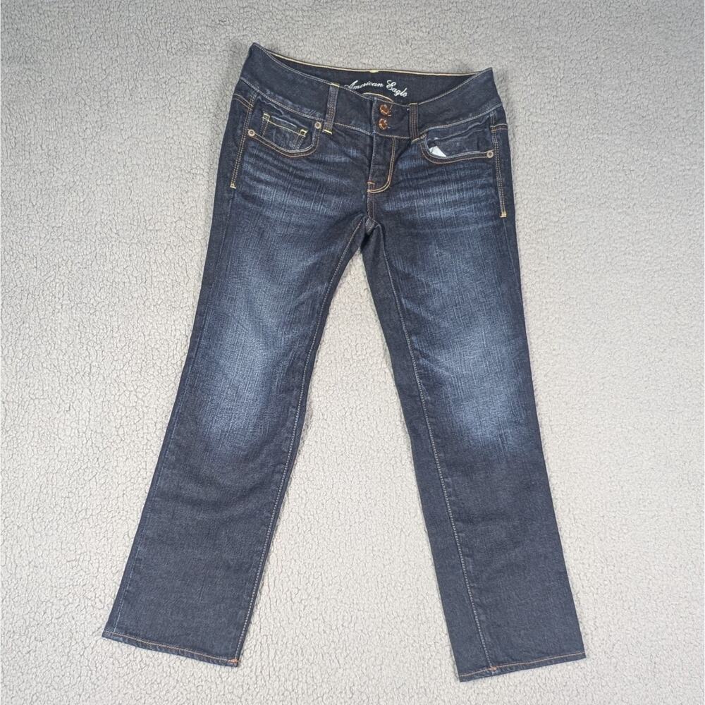 American Eagle Jeans Artist Crop Womens Size 0 Dark Blue Low Rise 2010s